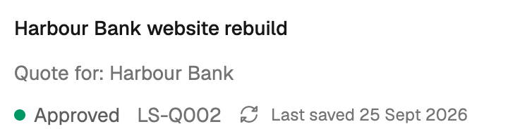 Client approval status on a quote.