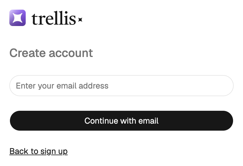 Enter your email to continue signing up.